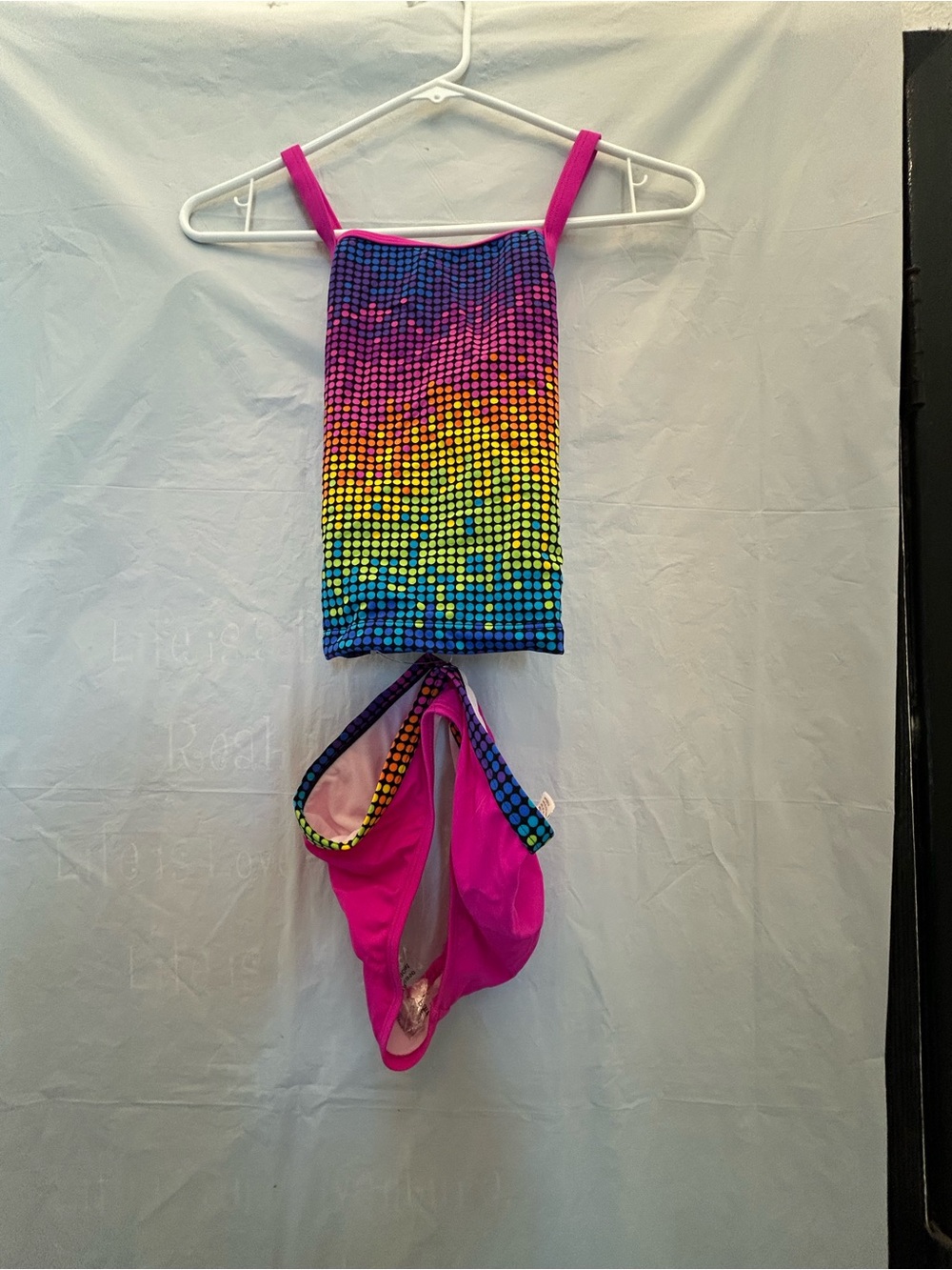 Speedo Girls' Pink Rainbow Dot Tankini Bikini Set Nylon/Spandex Sz 14 NWWT